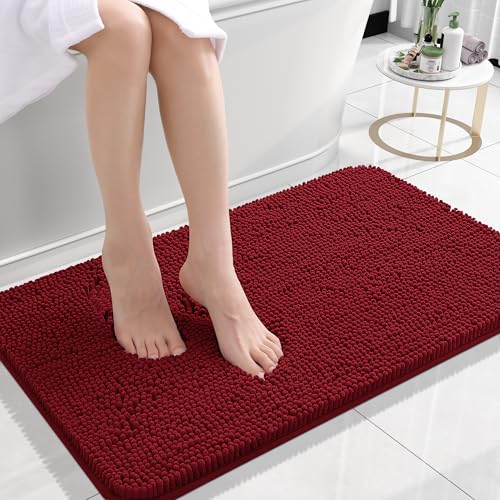 Rugava Bathroom Rugs 24x16, Extra Soft Absorbent Chenille Bath Rugs, Rubber Backing Quick Dry, Machine Washable Bath Mats for Bathroom Floor, Tub and Shower, Home Decor Accessories, Ochre