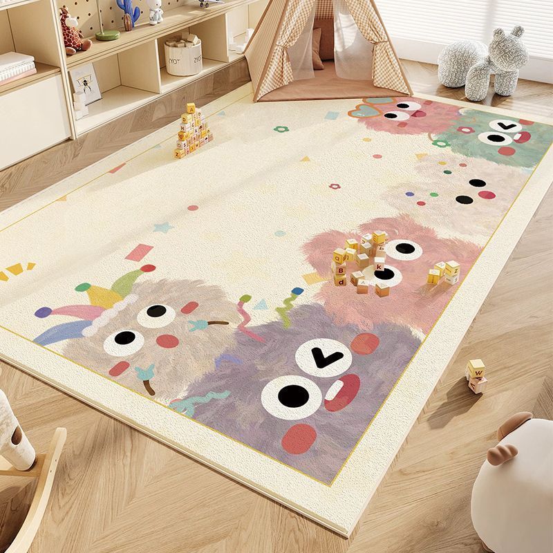 Cartoon Colorful Pom-Pom Carpet for Children's Room Baby Reading Area Entertainment Play Mat Bedroom Full Carpet