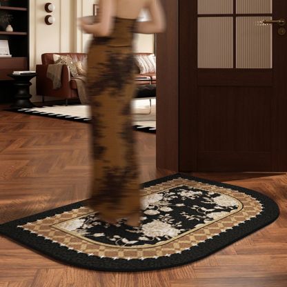 Vintage High-End Style Mid-Century Silk Loop Entrance Door Mat Home Entrance Dirt-Resistant Non-Slip Foot Mat Customizable