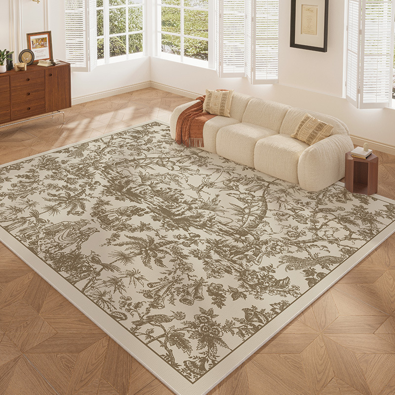 French Style Carpet for Living Room, Stain Resistant and Easy to Clean, Full Loop Pile for Bedroom, Waterproof Carpet for Home Use, Suitable for Coffee Table and Sofa, Large Area