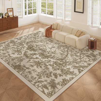 French Style Carpet for Living Room, Stain Resistant and Easy to Clean, Full Loop Pile for Bedroom, Waterproof Carpet for Home Use, Suitable for Coffee Table and Sofa, Large Area
