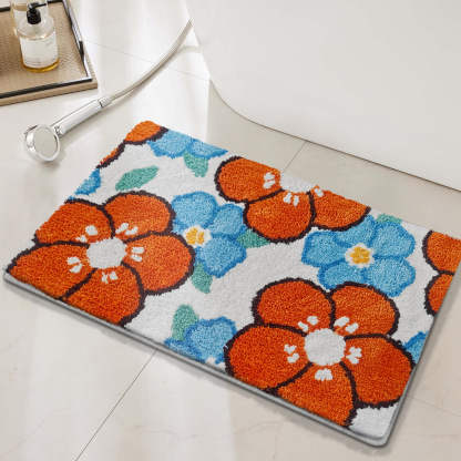 Cross-border Simple INS Style Flocked Absorbent Bathroom Mat Non-slip Quick-dry Customizable Bathroom Doorway Foot Mat Floor Mat
