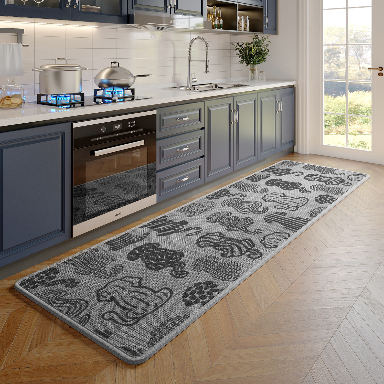 Kitchen Floor Mat Absorbent Oil-Absorbing Disposable Erasable Carpet Door Non-Slip Foot Mats Household Long Door Mat Stain-Resistant