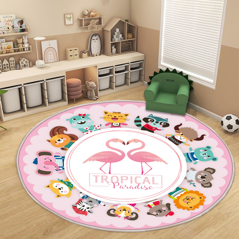 Cross-border Round Carpet Children's Bedroom Bedside Rug Baby Crawling Mat Cute Cartoon Animal Carpet Wholesale