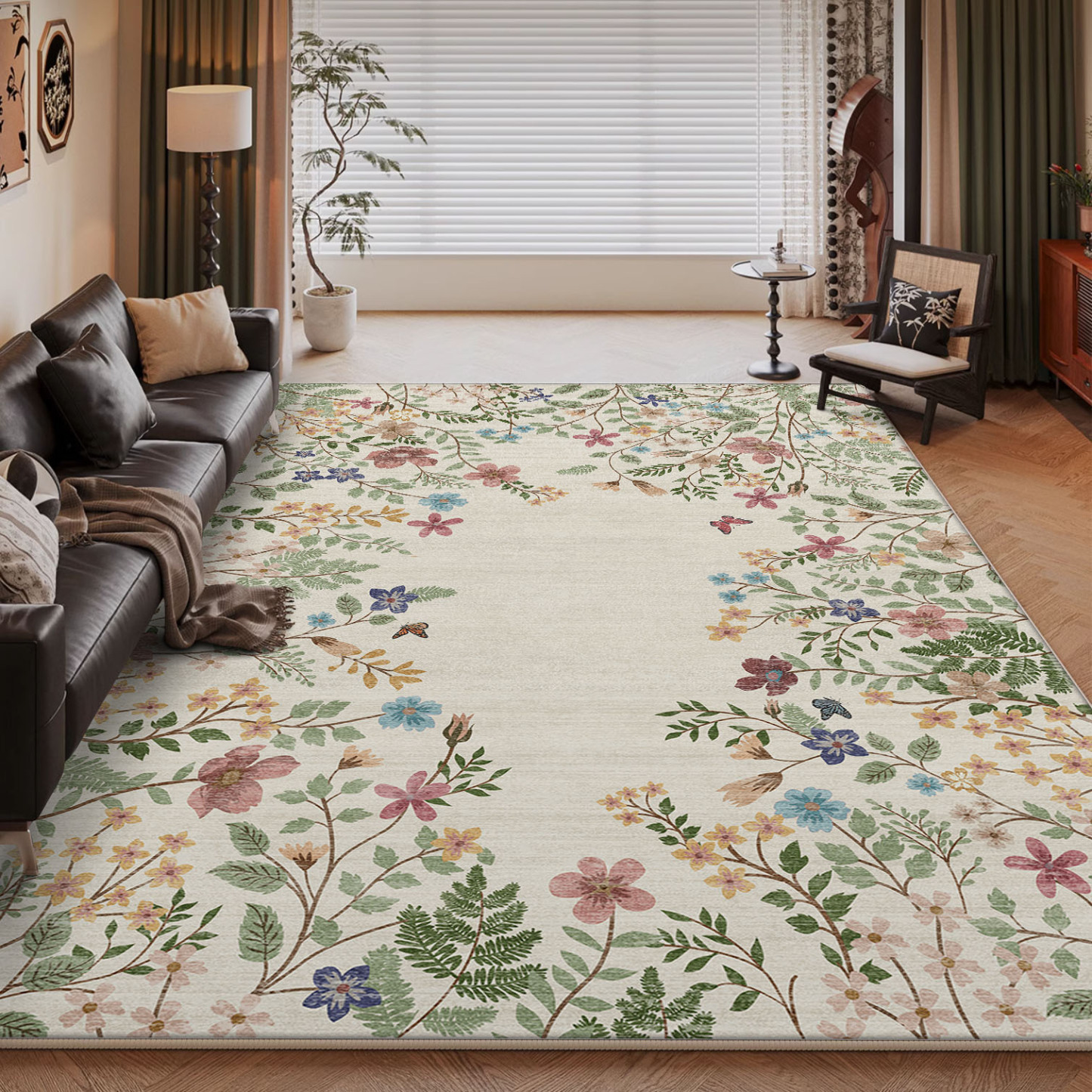 Rugava Persian Carpet Living Room Stain Resistant Easy to Clean Machine Washable Foldable Imitation Cashmere Carpet Bedroom