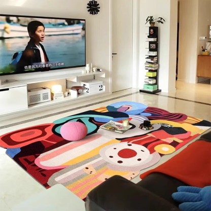 Dopamine Art Abstract Bedroom Living Room Carpet Bedside Rug Coffee Table Rug High-end Colorful Faux Cashmere Home Carpet