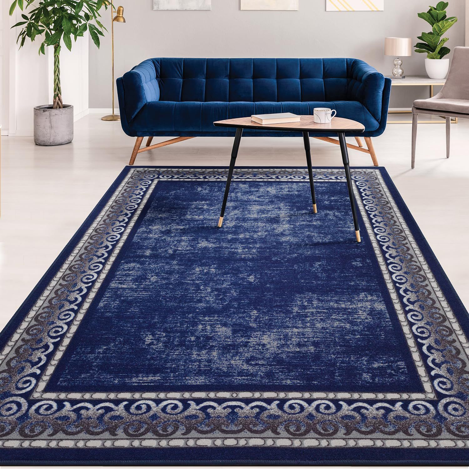 Light Luxury Printed Carpet for Living Room, Stain-Resistant Full Carpet for Bedroom, Ready Stock Decorative Carpet