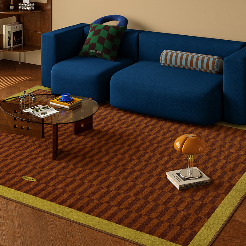 Carpet Stain Resistant Easy to Clean Mid-Century Style Non-Slip Stain Resistant Crystal Velvet Carpet for Home Living Room Coffee Table Wash-Free Carpet