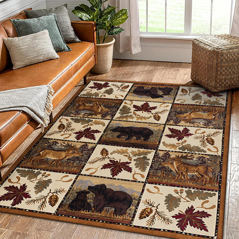 Rugava Vintage American Ethnic Style Home Living Room Sofa Coffee Table Bedroom Bedside Rug Balcony Non-Slip Rug