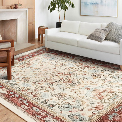 Machine Washable Carpet Living Room Coffee Table Vintage Washable Foldable Non-Slip Fine Cashmere Blanket