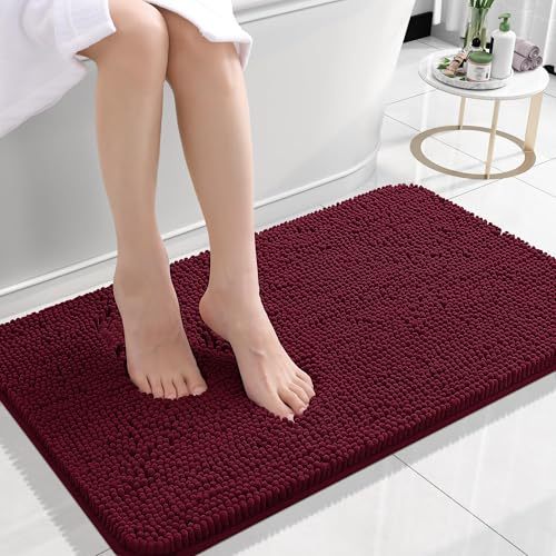 Rugava Bathroom Rugs 24x16, Extra Soft Absorbent Chenille Bath Rugs, Rubber Backing Quick Dry, Machine Washable Bath Mats for Bathroom Floor, Tub and Shower, Home Decor Accessories, Ochre