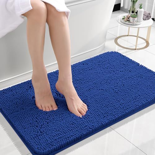 Rugava Bathroom Rugs 24x16, Extra Soft Absorbent Chenille Bath Rugs, Rubber Backing Quick Dry, Machine Washable Bath Mats for Bathroom Floor, Tub and Shower, Home Decor Accessories, Ochre