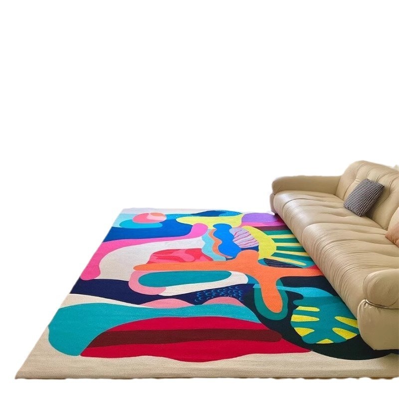 Dopamine Art Abstract Bedroom Living Room Carpet Bedside Rug Coffee Table Rug High-end Colorful Faux Cashmere Home Carpet