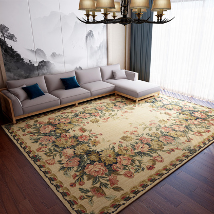 Fashion Pastoral Style Classic American Light Luxury Carpet Living Room Coffee Table Rug Bedroom Sofa Bed End Clothing Store Showroom
