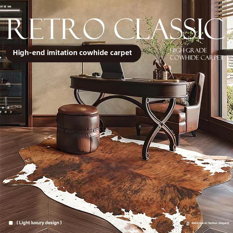 Rugava Modern Minimalist Faux Fur Carpet Indoor Living Room Bedroom Rug Faux Leather Zebra Animal Skin Pattern