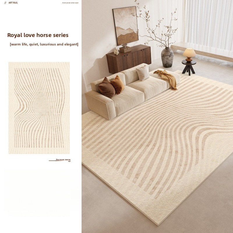 Cream Style Living Room Carpet 2025 New Bedroom Bedside Rug Waterproof Non-Slip Wash-Free Stain-Resistant Thickened Rug