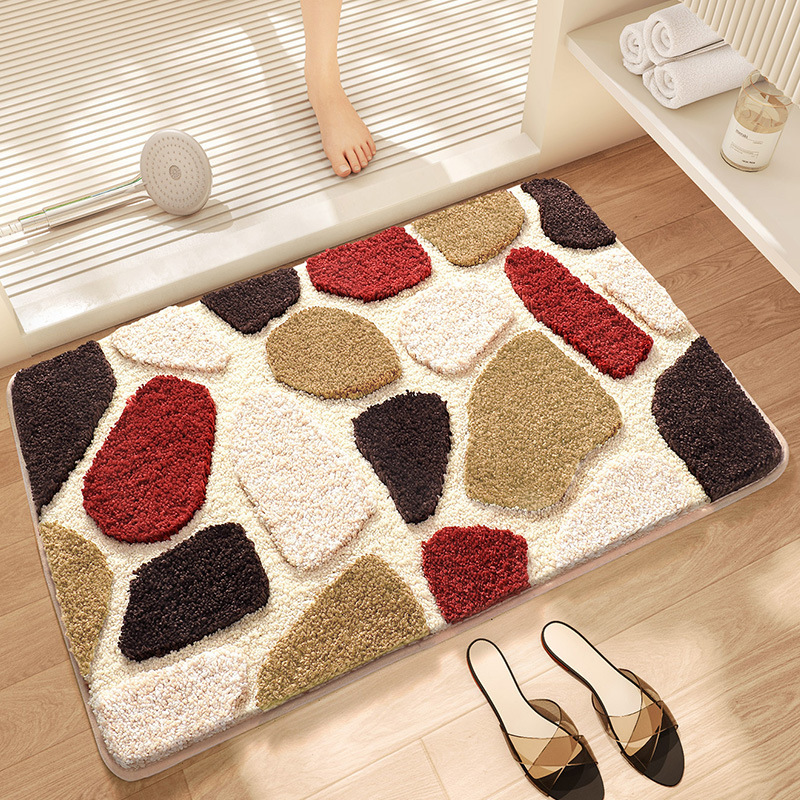 Dajiang Cross-Border INS Style Floral Bathroom Mat Strong Water Absorption Non-Slip Mat Flocked Home Bathroom Quick-Dry Foot Mat