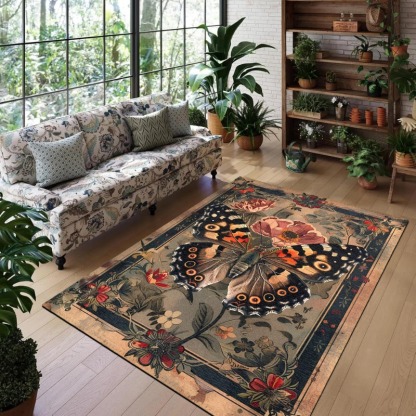 Nordic Retro Living Room Carpet American Style Home Non-Slip Sofa Coffee Table Rug Bedroom Stain-Resistant Bedside Rug