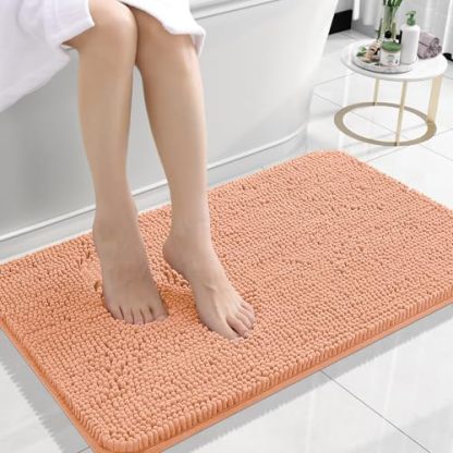 Rugava Bathroom Rugs 24x16, Extra Soft Absorbent Chenille Bath Rugs, Rubber Backing Quick Dry, Machine Washable Bath Mats for Bathroom Floor, Tub and Shower, Home Decor Accessories, Ochre