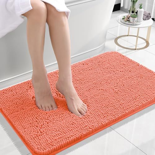 Rugava Bathroom Rugs 24x16, Extra Soft Absorbent Chenille Bath Rugs, Rubber Backing Quick Dry, Machine Washable Bath Mats for Bathroom Floor, Tub and Shower, Home Decor Accessories, Ochre