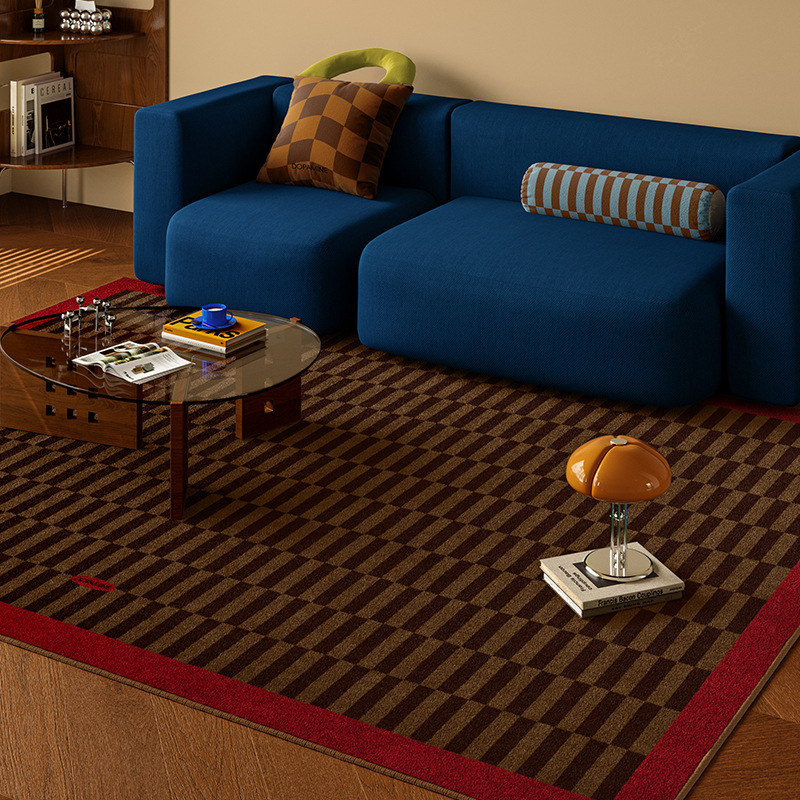 Carpet Stain Resistant Easy to Clean Mid-Century Style Non-Slip Stain Resistant Crystal Velvet Carpet for Home Living Room Coffee Table Wash-Free Carpet