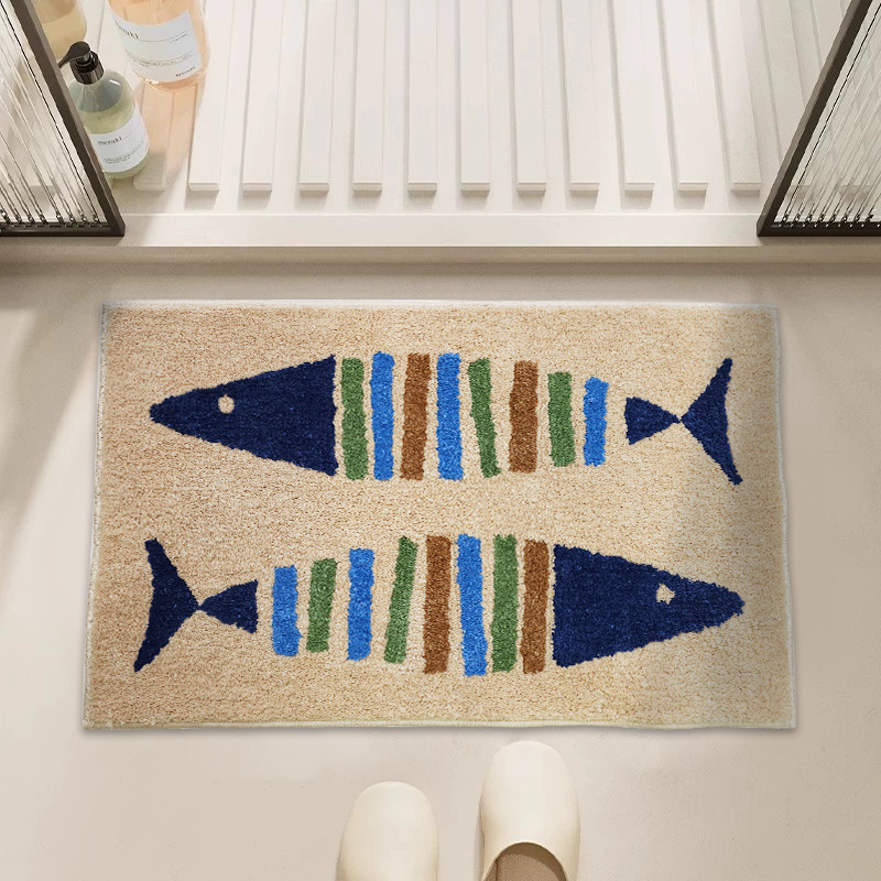 Cross-border Simple INS Style Flocked Absorbent Bathroom Mat Non-slip Quick-dry Customizable Bathroom Doorway Foot Mat Floor Mat