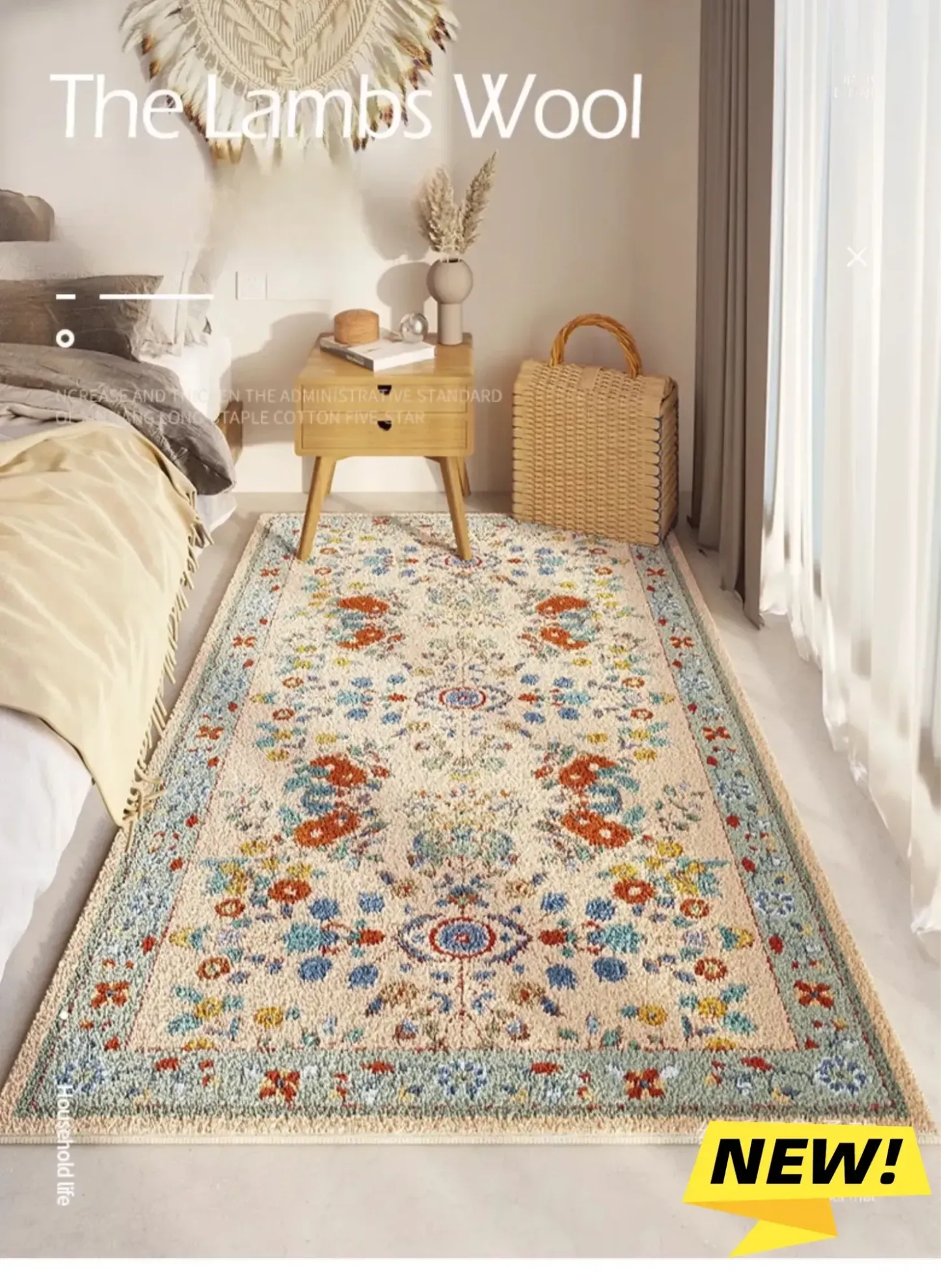 Rugava Bohemian Bedside Rugava Bedroom Front Foot Mat Turkish Master Bedroom Bay Window Mat Room Low-Maintenance Floor Mat