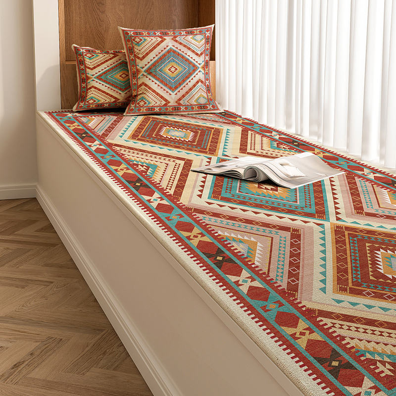 Rugava Ethnic Style Bay Window Cushion All-Season Universal Balcony Tatami Seat Cushion Customizable Bedroom Windowsill Mat Non-Slip