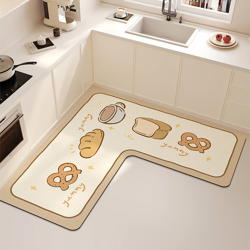 New Diatomaceous Earth Kitchen Mat Cartoon Water Absorbent Oil Absorbent Non-Slip Dirt-Resistant Household Wear-Resistant Cuttable Mat