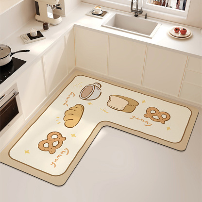 New Diatomaceous Earth Kitchen Mat Cartoon Water Absorbent Oil Absorbent Non-Slip Dirt-Resistant Household Wear-Resistant Cuttable Mat