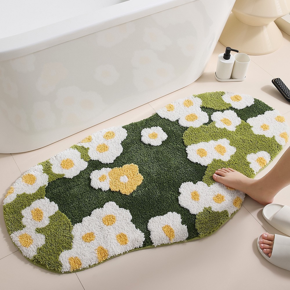Flocking Thickened Household Special-Shaped Bedroom Living Room Carpet Ins Blue HAILANG Non-Slip Stain-Resistant Bedside Mats