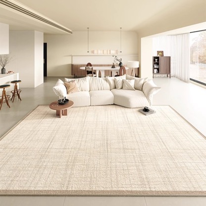 Living Room Carpet Loop Pile Simple Cream Style Home Waterproof Anti-Stain Coffee Table Rug Easy Care Bedroom Study Non-Slip Rug