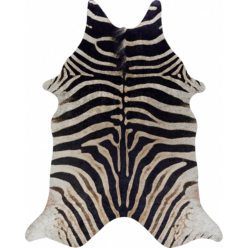 Rugava Modern Minimalist Faux Fur Carpet Indoor Living Room Bedroom Rug Faux Leather Zebra Animal Skin Pattern