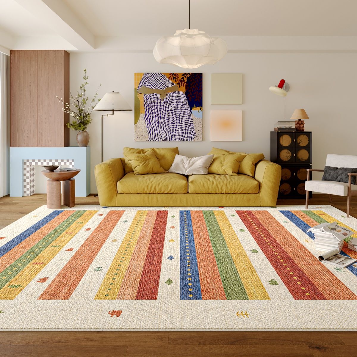 Rugava Colorful Persian Carpet Living Room Sofa Coffee Table Rug Full Coverage Bedroom Bedside Rug Decorative Carpet
