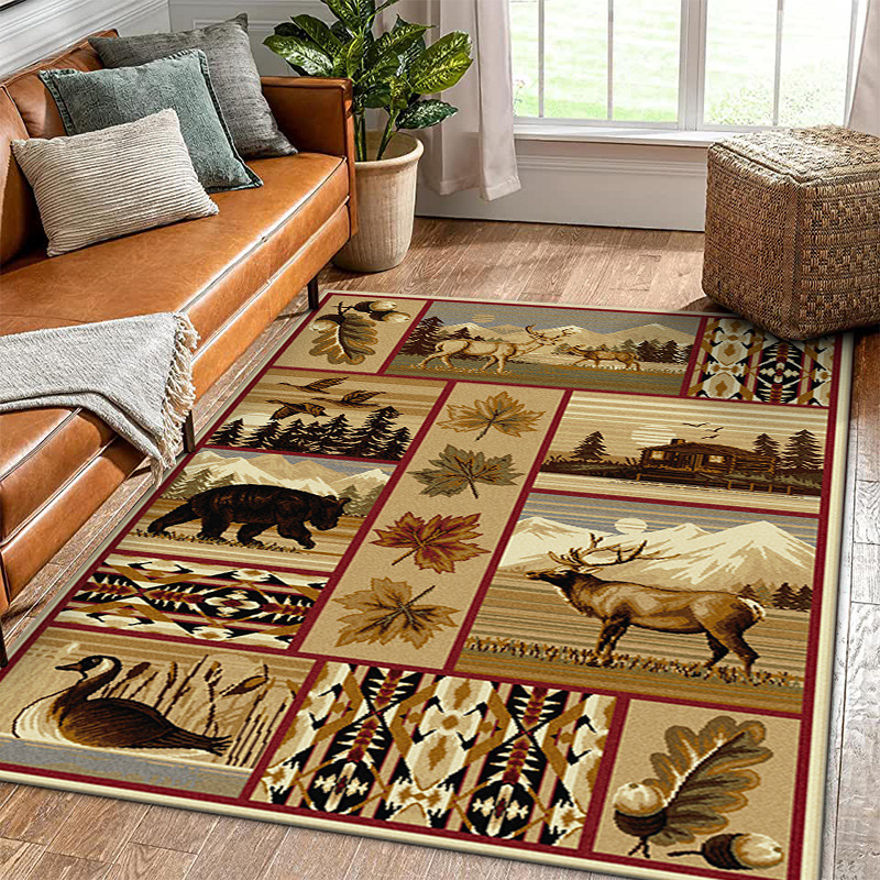 Rugava Vintage American Ethnic Style Home Living Room Sofa Coffee Table Bedroom Bedside Rug Balcony Non-Slip Rug