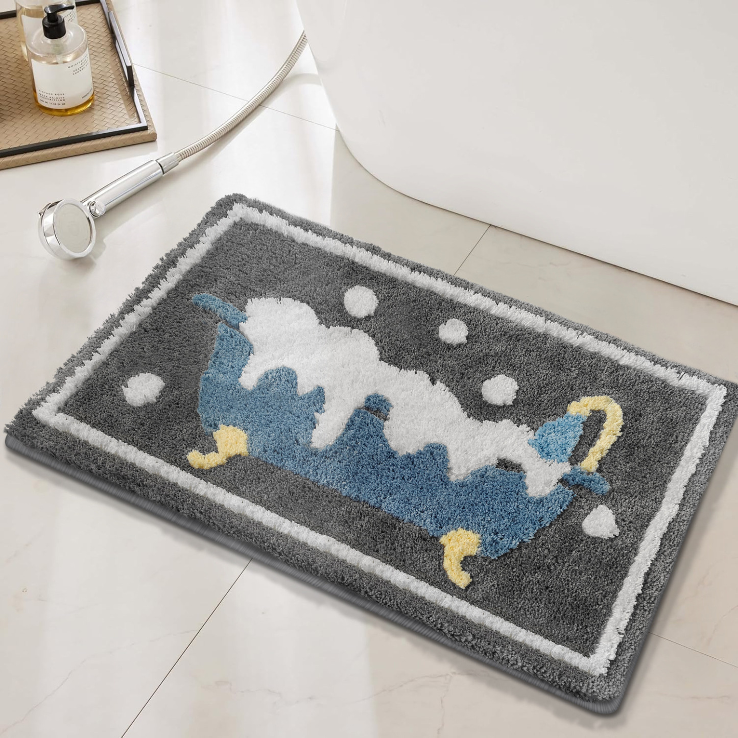 Cross-border Simple INS Style Flocked Absorbent Bathroom Mat Non-slip Quick-dry Customizable Bathroom Doorway Foot Mat Floor Mat