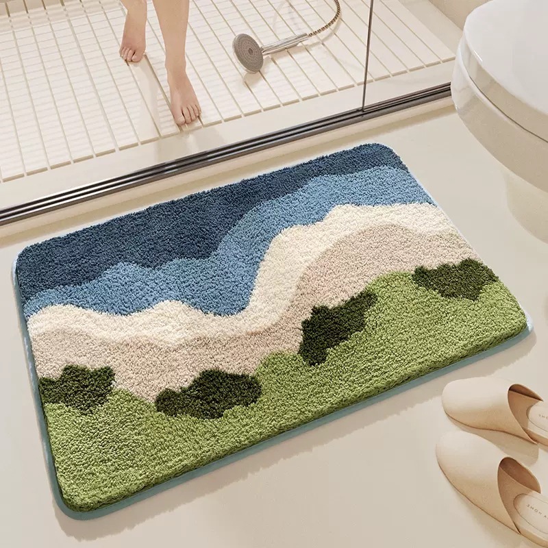 Dajiang Cross-Border INS Style Floral Bathroom Mat Strong Water Absorption Non-Slip Mat Flocked Home Bathroom Quick-Dry Foot Mat