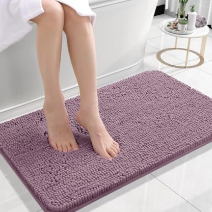 Rugava Bathroom Rugs 24x16, Extra Soft Absorbent Chenille Bath Rugs, Rubber Backing Quick Dry, Machine Washable Bath Mats for Bathroom Floor, Tub and Shower, Home Decor Accessories, Ochre