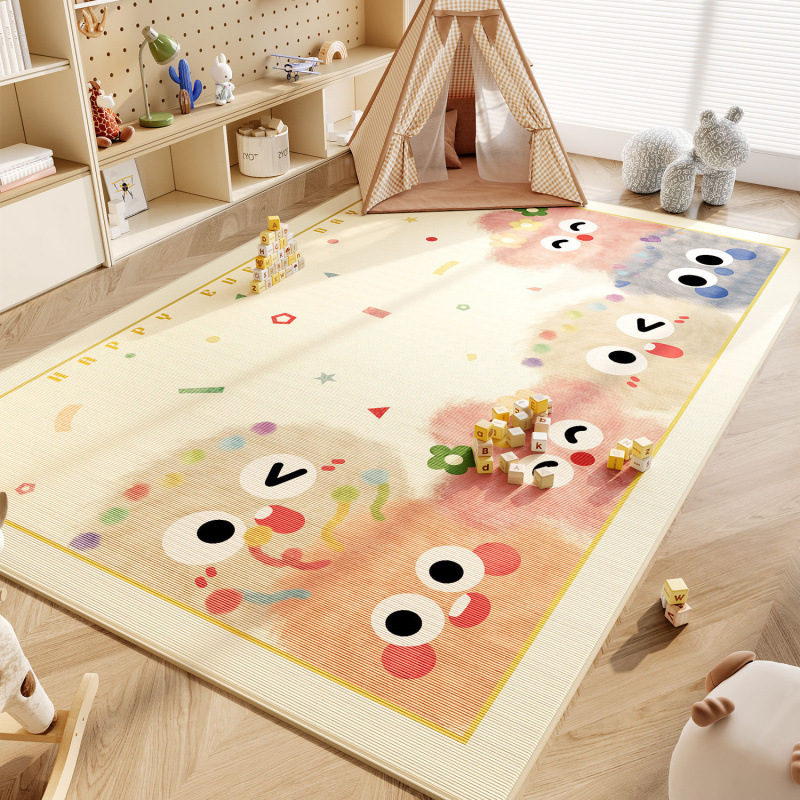 Rugava Cartoon Colorful Pom-Pom Carpet for Children's Room Baby Reading Area Entertainment Play Mat Bedroom Full Carpet