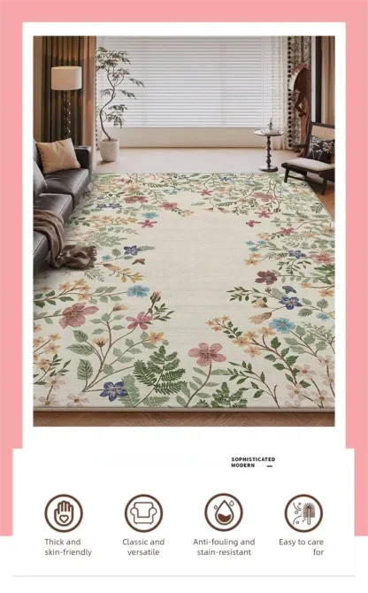 Rugava Persian Carpet Living Room Stain Resistant Easy to Clean Machine Washable Foldable Imitation Cashmere Carpet Bedroom