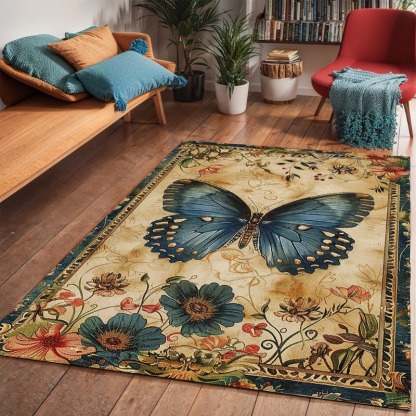 Nordic Retro Living Room Carpet American Style Home Non-Slip Sofa Coffee Table Rug Bedroom Stain-Resistant Bedside Rug