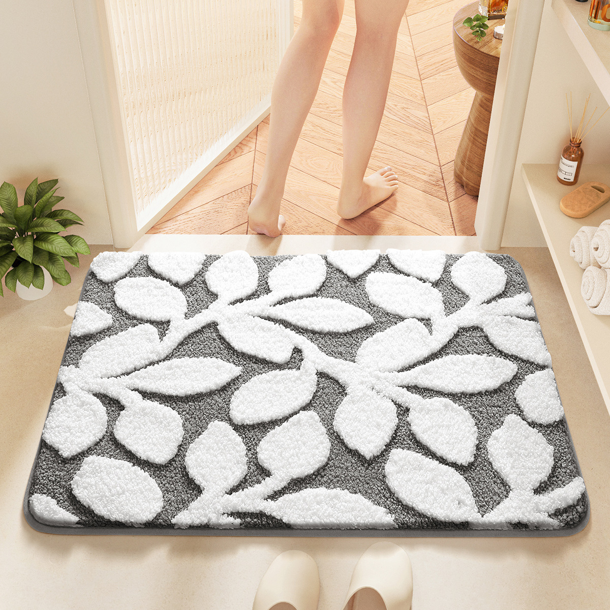 Dajiang Cross-Border INS Style Floral Bathroom Mat Strong Water Absorption Non-Slip Mat Flocked Home Bathroom Quick-Dry Foot Mat