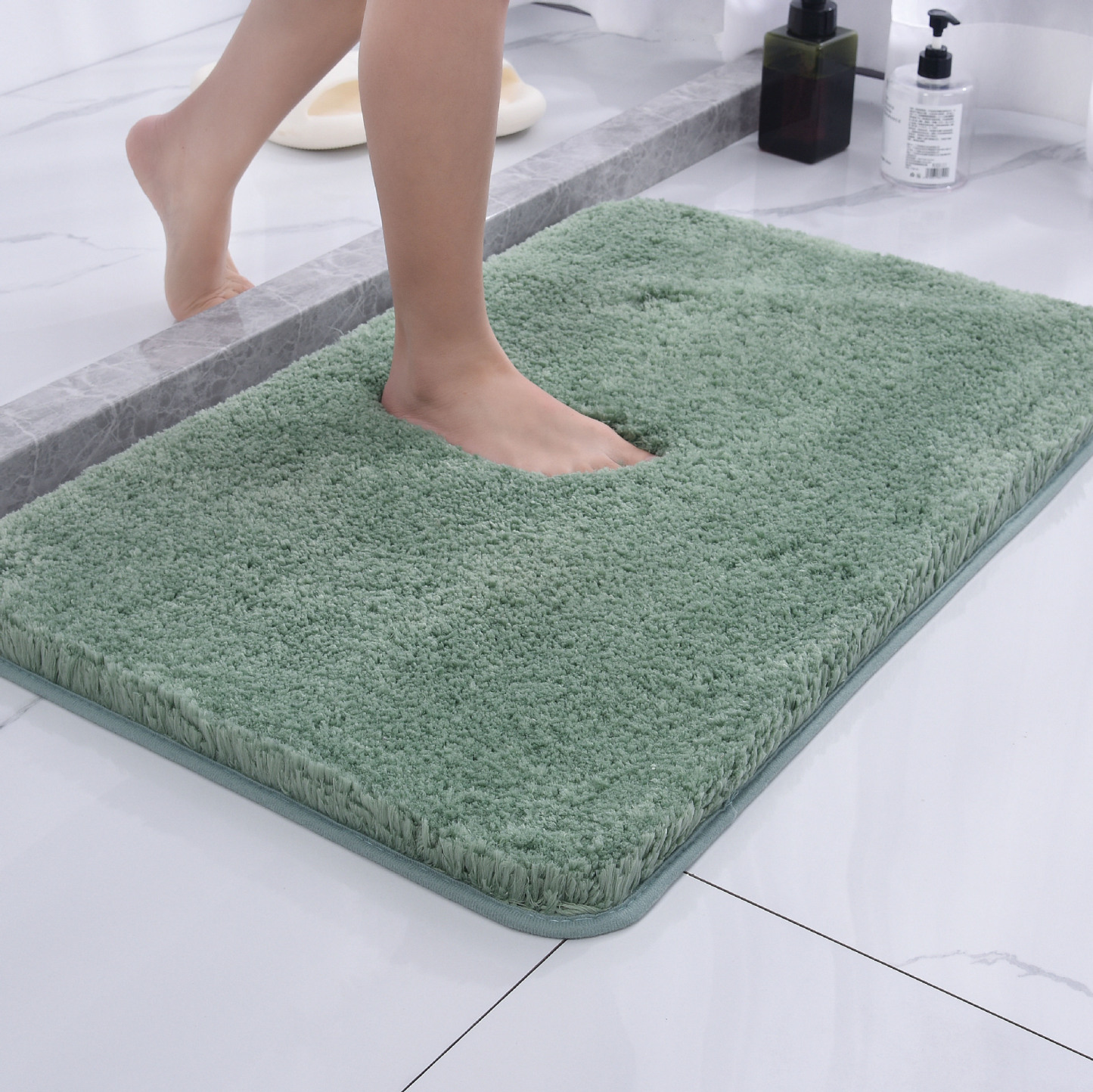 Plush Absorbent Bath Mat Non-Slip Thickened Home Kitchen Bathroom Toilet Doorway Carpet