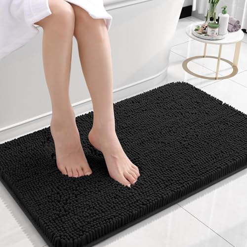 Rugava Bathroom Rugs 24x16, Extra Soft Absorbent Chenille Bath Rugs, Rubber Backing Quick Dry, Machine Washable Bath Mats for Bathroom Floor, Tub and Shower, Home Decor Accessories, Ochre