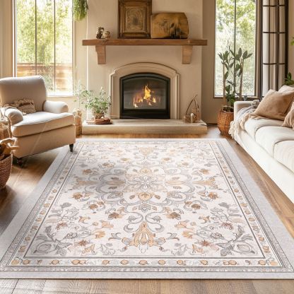Machine Washable Carpet Living Room Coffee Table Vintage Washable Foldable Non-Slip Fine Cashmere Blanket