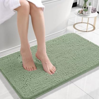 Rugava Bathroom Rugs 24x16, Extra Soft Absorbent Chenille Bath Rugs, Rubber Backing Quick Dry, Machine Washable Bath Mats for Bathroom Floor, Tub and Shower, Home Decor Accessories, Ochre