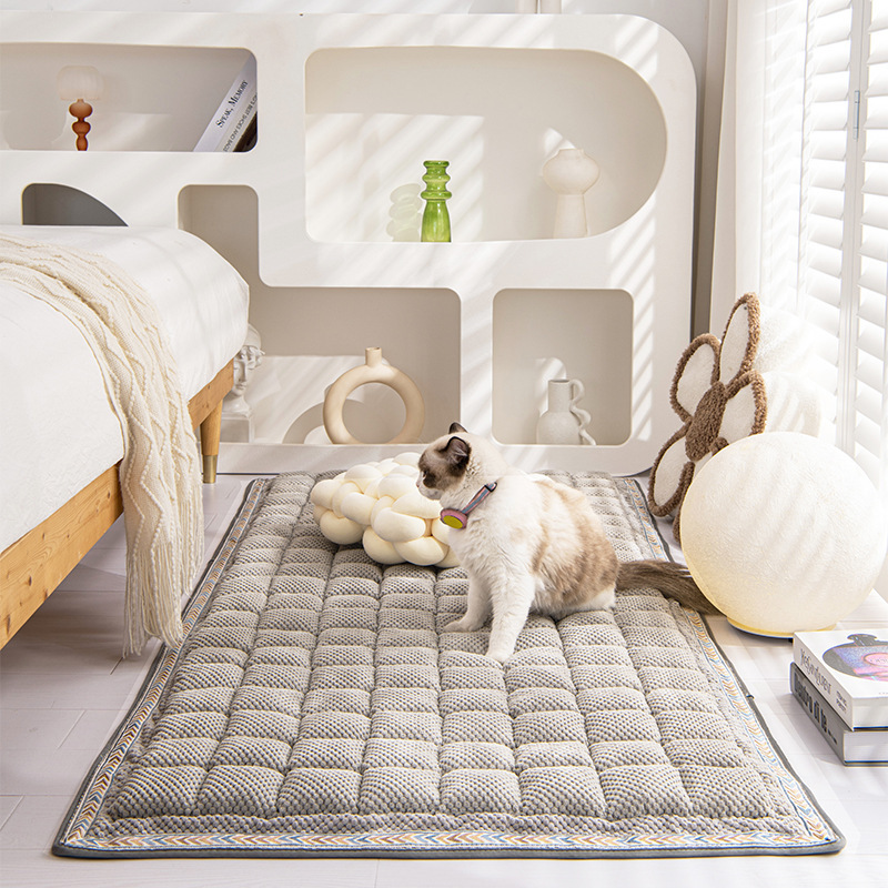 Solid Color Modern Minimalist Home Living Room Carpet Easy to Clean Machine Washable Pet Mat Full Coverage Bedside Rug