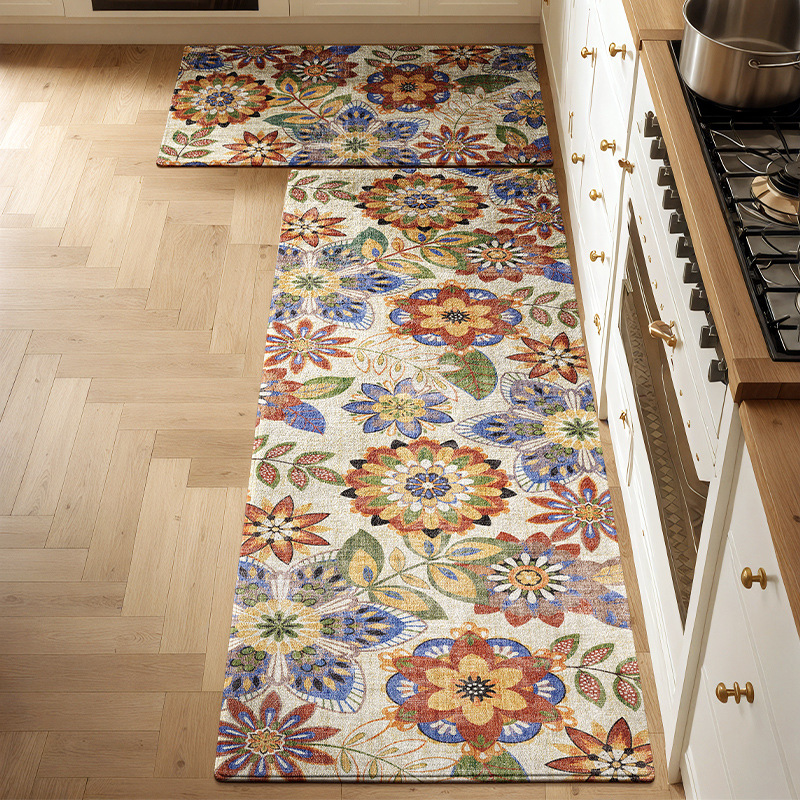 Persian Carpet American Retro Washable Foldable Stain-resistant Easy-to-clean Living Room Kitchen Hallway Rug