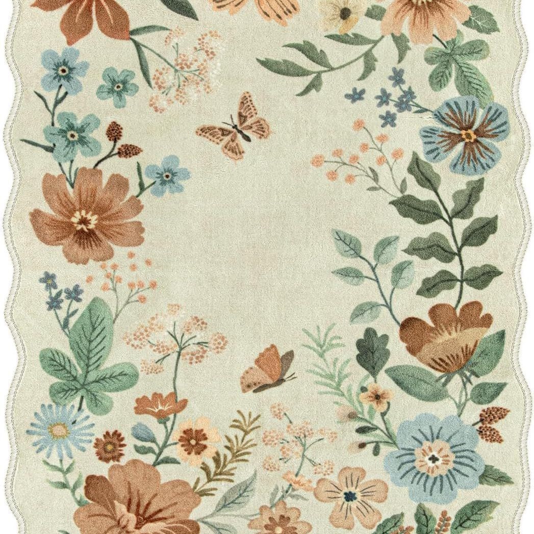 Rugava Vintage Floral Carpet Living Room Carpet Bedroom Bedside Rug Sofa Coffee Table Rug Hotel Machine washable Carpet Wholesale
