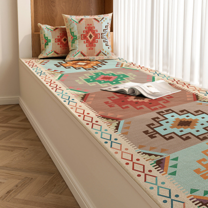 Rugava Ethnic Style Bay Window Cushion All-Season Universal Balcony Tatami Seat Cushion Customizable Bedroom Windowsill Mat Non-Slip